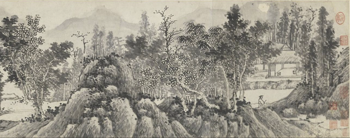 山水无言,自成天籁:明·沈周-文徵明合璧《山水图卷》局部(纽约大都会藏)