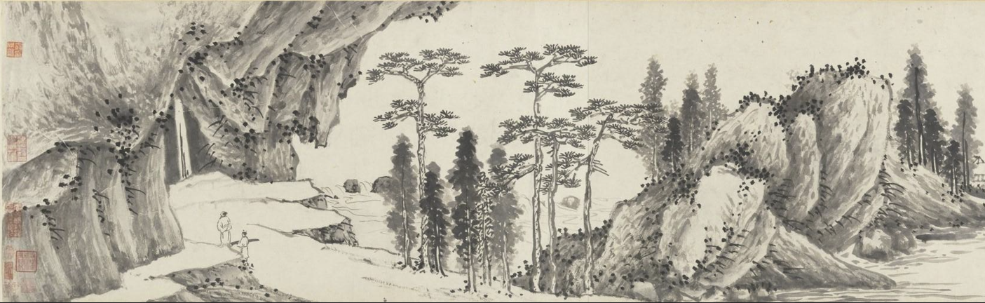 山川静立,自有鸣响:明·沈周文徵明合璧《山水图卷》局部
